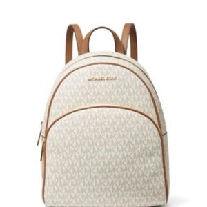 Michael Kors Signature Cream and Tan Backpack